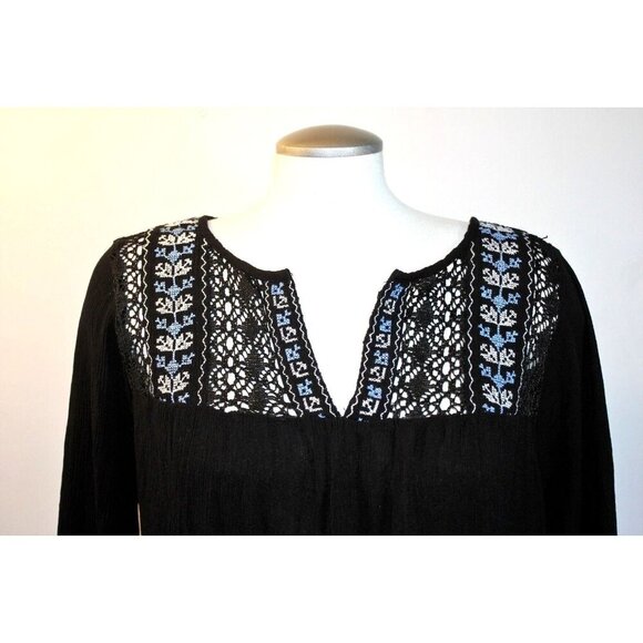 Addition Elle Tunic Blouse Womens 16 Black Crochet Lace Witchy Goth Whimsygoth - Picture 4 of 6
